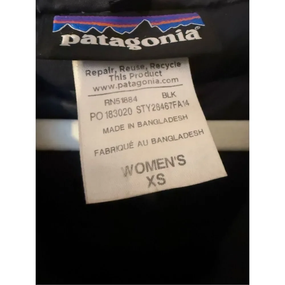 Patagonia Downtown Loft‎ Parka Black Goose Down Womens XS Puffer Coat